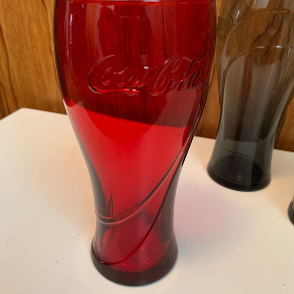 Set of 3 Coca Cola glasses Red, Grey, Smokey Grey - Picture 4 of 9
